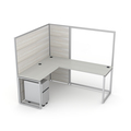 Sapslim Cubicle Collection 6'x5' 1-Person L-Shaped Office Cubicle Workstation w/ filling cabinet, 65H panels in Sea Salt CY-SLM_LC06-6x5x65H-WALLY